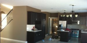 renovated kitchen with freshly painted cupboards and new marble countertops